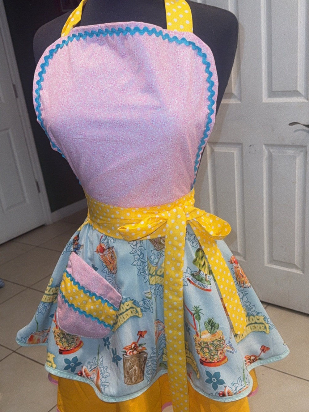 Pink and Yellow Retro Apron